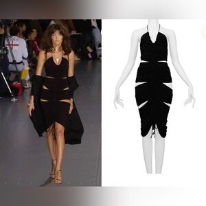 DOLCE&GABBANA Vintage S/S 2003 Black Open Ruched Drawstring Love & Sex Dress 40